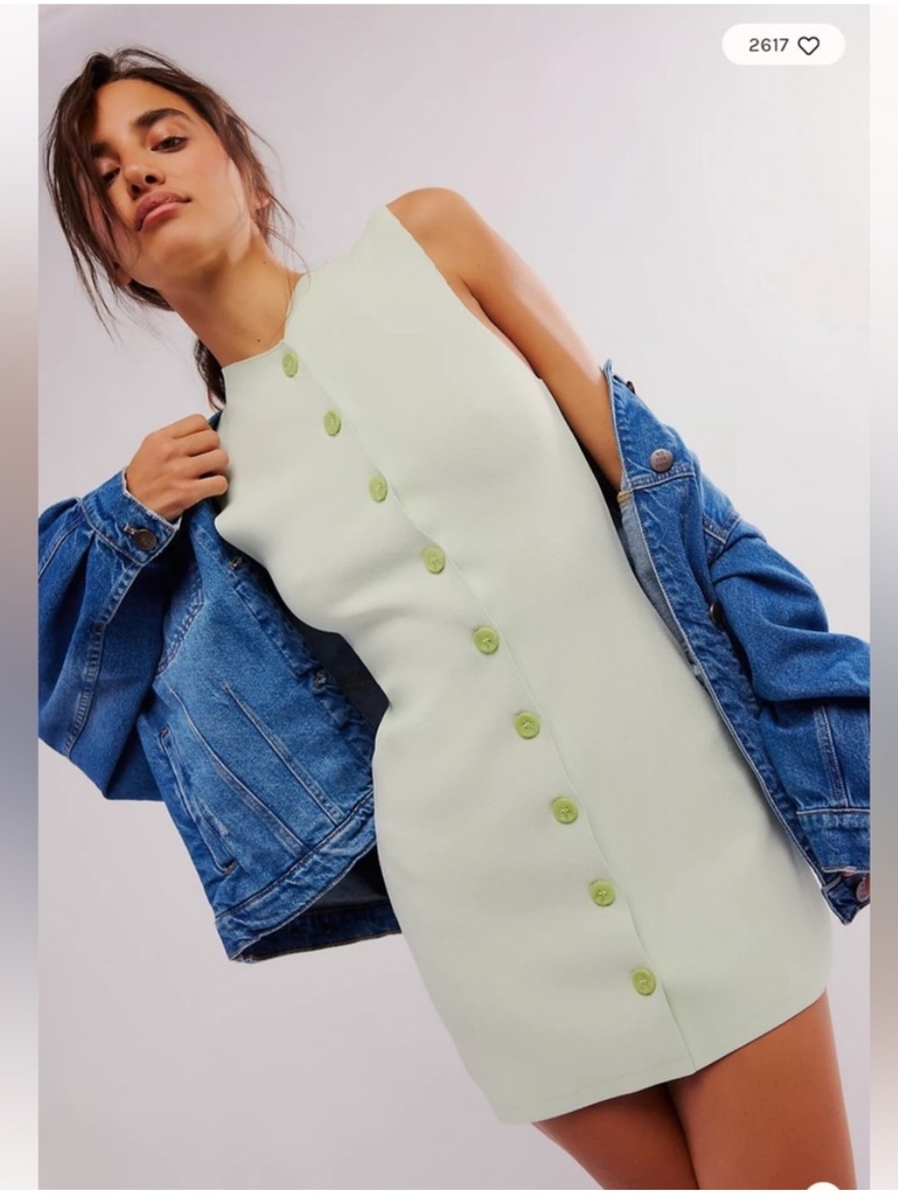 Bec & Bridge Mint Green Button-Front Mini Dress